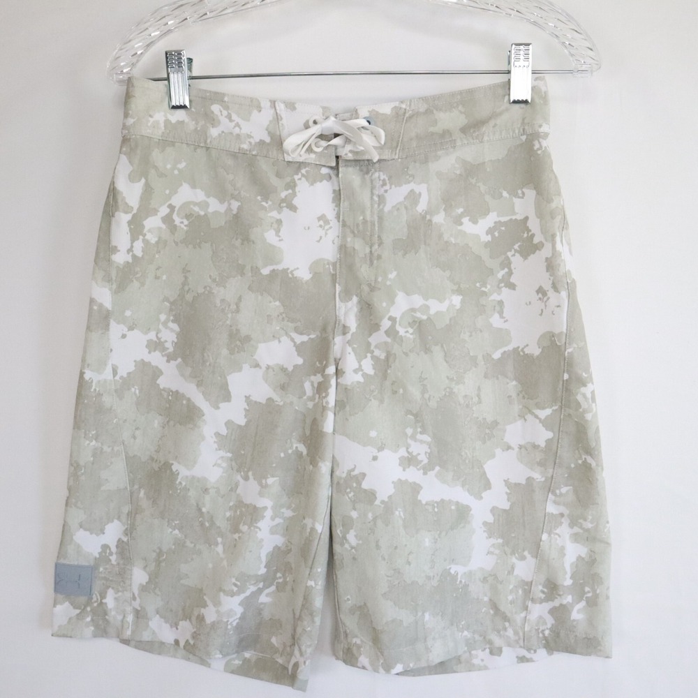 Under Armour Board Shorts Mens 29‎ HeatGear Surf Swim Beach Trunks Biege Camo
